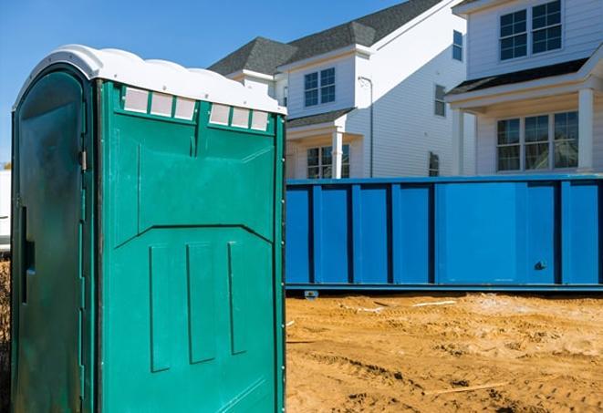 portable toilets at a work site facilities for workers and a cleaner work environment